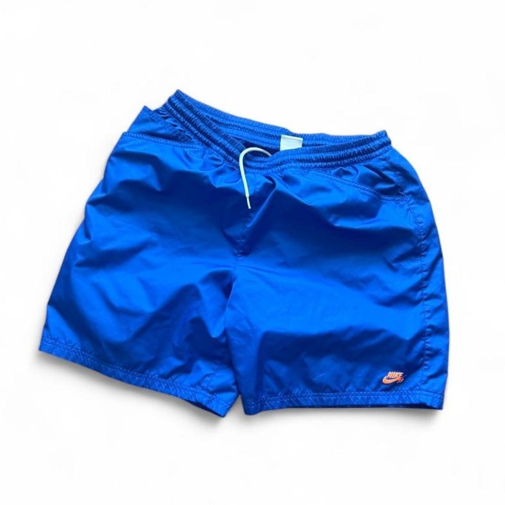 Nike SB Novelty Chino Shorts Men's Medium Blue Orange Logo Elastic Waist Skate